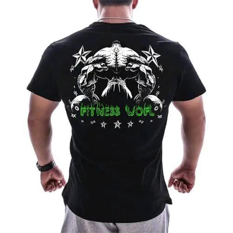 Fitness 3D printed men's T-shirt with breathable and lightweight sports quick drying short sleeves-Veeddydropshipping