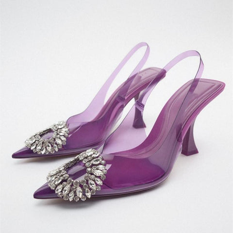Summer Pointed Rhinestones Leopard Print Pump Fashion Travel-BS00825-Veeddydropshipping