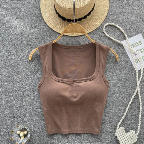 Women Sexy Low-Collar Sleeveless Camisole Tank Tops-WF00324-Veeddydropshipping