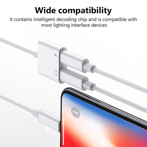 For Lightning to 3.5mm 2 in 1 Earphone Audio Adapter For iPhone 11 12 Pro 7 8 Plus X-PA00990-Veeddydropshipping