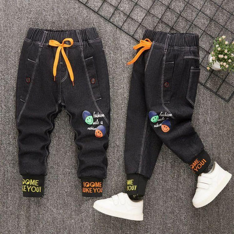Autumn Winter Children&#39;s Thickened Jeans Baby Boys Girls Cartoon Mickey-TB01256-Veeddydropshipping