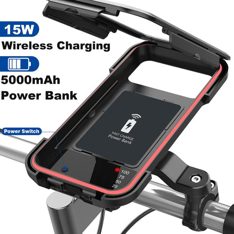 Motorcycle Bike Phone Holder 15W Wireless Charger Handlebar Mount Bracket Touch Screen-PA00522-Veeddydropshipping