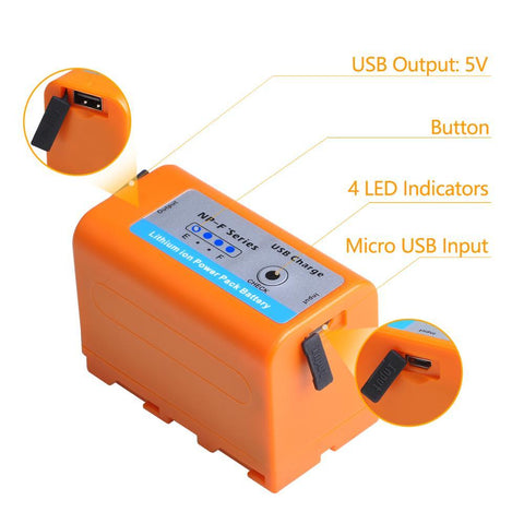 5200mAH USB Output NP-F750 F730 F770 Battery LED Power Indicator -CE00415-Veeddydropshipping