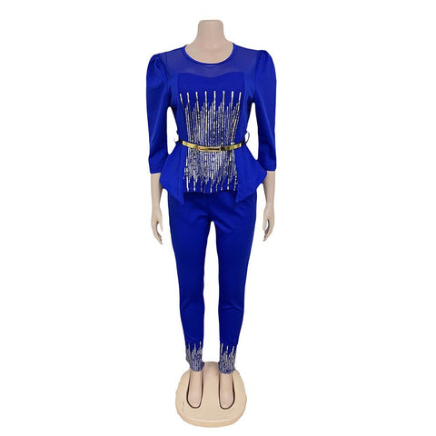 Plus Size Women Chiffon Clothing Two Piece Set-WF01719-Veeddydropshipping