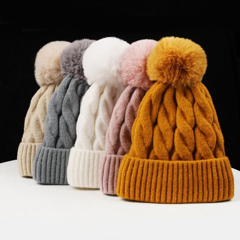 Warm Pompom Hat Autumn Winter Earflaps-Veeddydropshipping
