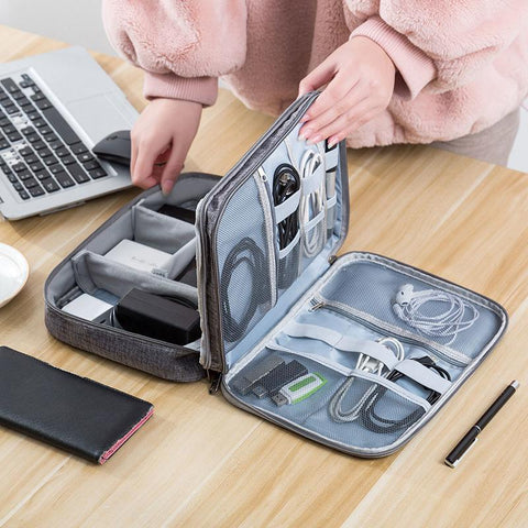 3 Tier Portable Wire USB Line Holder Bag Travel Power Bank Earphone Line Organizer Box-PA00916-Veeddydropshipping