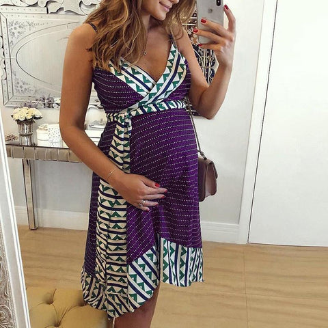 Pregnant Woman Dress Sexy Sleeveless Summer Maternity Sundress-TB00609-Veeddydropshipping