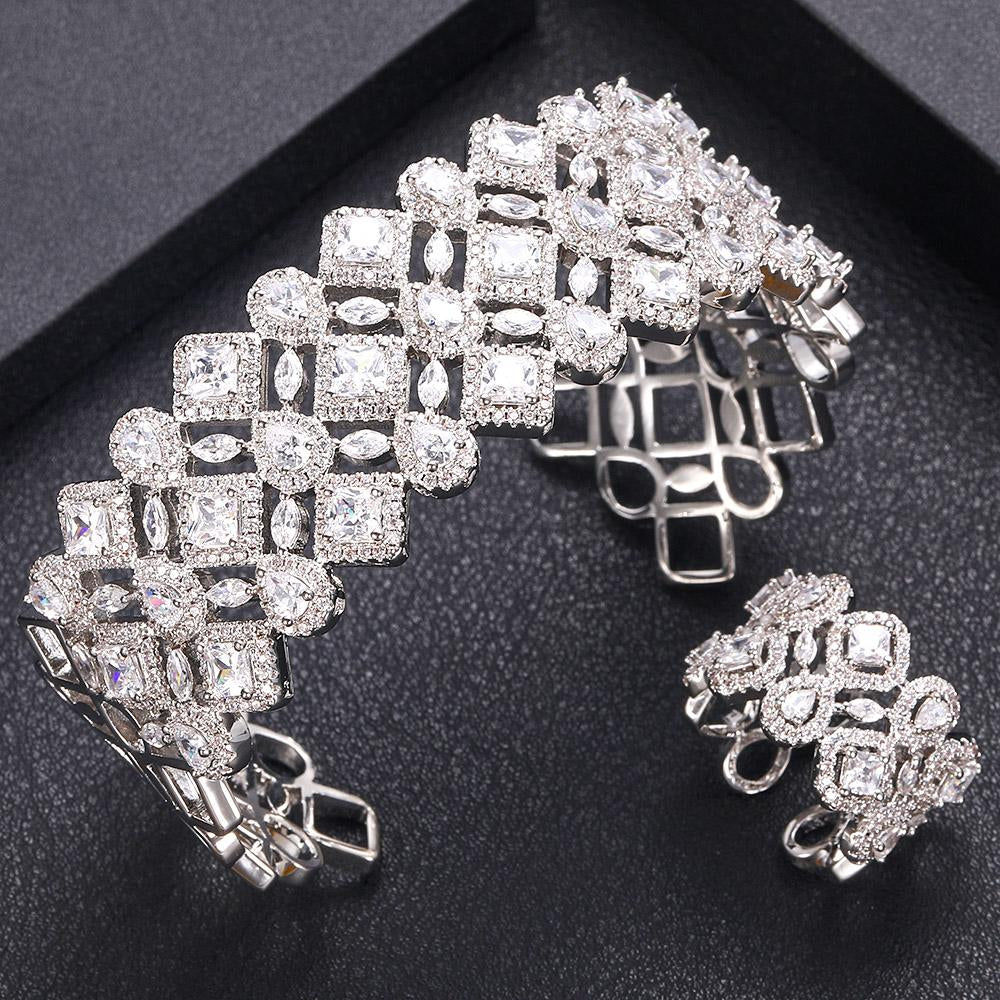 luxury Unique African  Zircon Crystal CZ Dubai Bridal Jewelry Set -JW00312-Veeddydropshipping