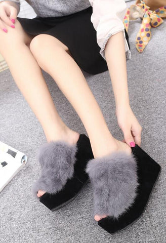 Slippers Female Wedge 9cm High-heels Shoes Outside Wear-BS01185-Veeddydropshipping