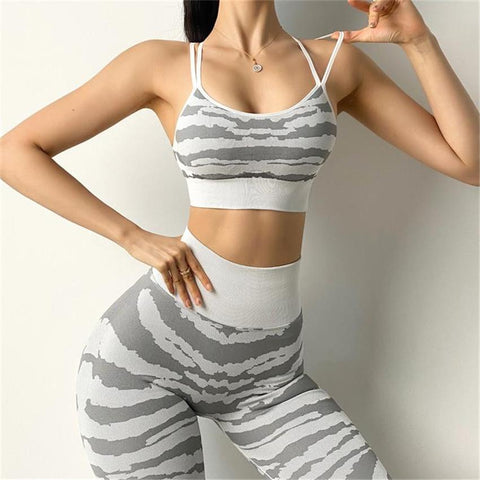 2023 Seamless Tiger Gym Booty Yoga Set Scrunch Squat Proof Leggings Yoga Pants -OS00880-Veeddydropshipping