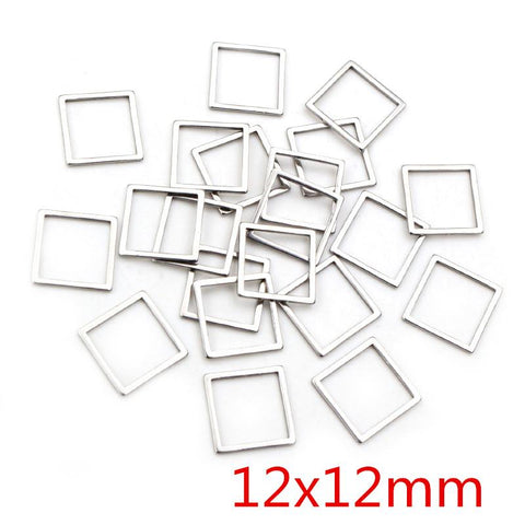 20pcs Square Charm Steel Pendant Open Mold Bezel DIY Jewelry Making-JW01615-Veeddydropshipping