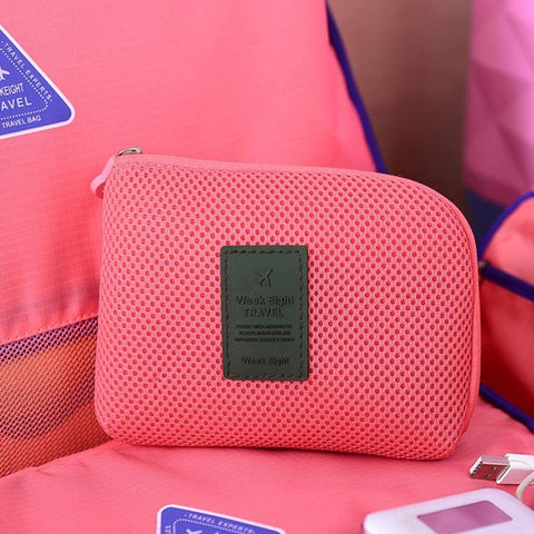 Travel Zipper Cosmetic Bag Women Casual USB Data Cable Headset Earphone Solid-PA00912-Veeddydropshipping