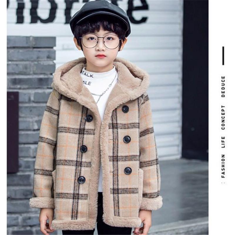 Boys Autumn Winter Coat Plus Velvet Thick Woolen-Veeddydropshipping