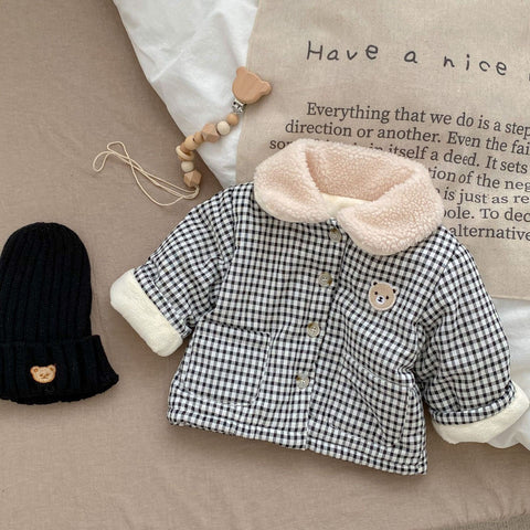 Girl Boy Winter Warm Plaid Coat-Veeddydropshipping