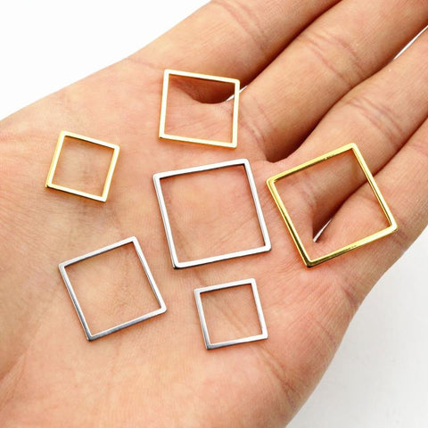 20pcs Square Charm Steel Pendant Open Mold Bezel DIY Jewelry Making-JW01615-Veeddydropshipping