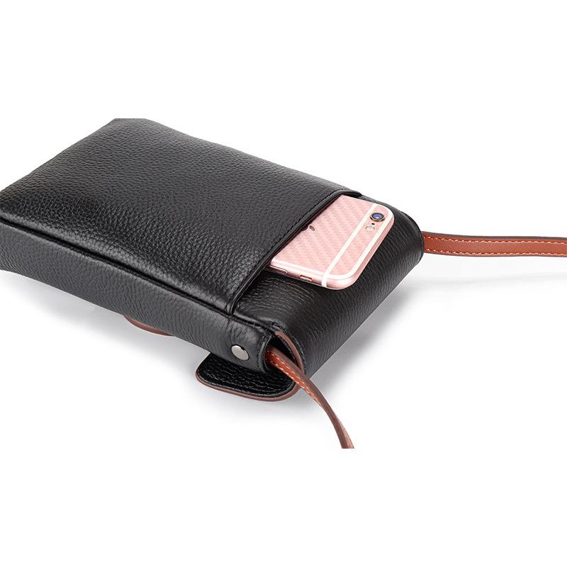 phone bag first layer cowhide shoulder bag vertical small-BS00197-Veeddydropshipping