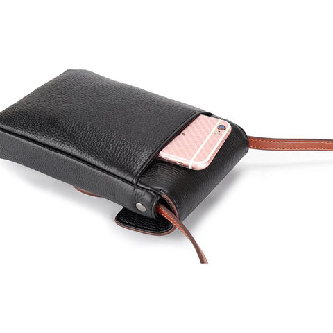 phone bag first layer cowhide shoulder bag vertical small-BS00197-Veeddydropshipping
