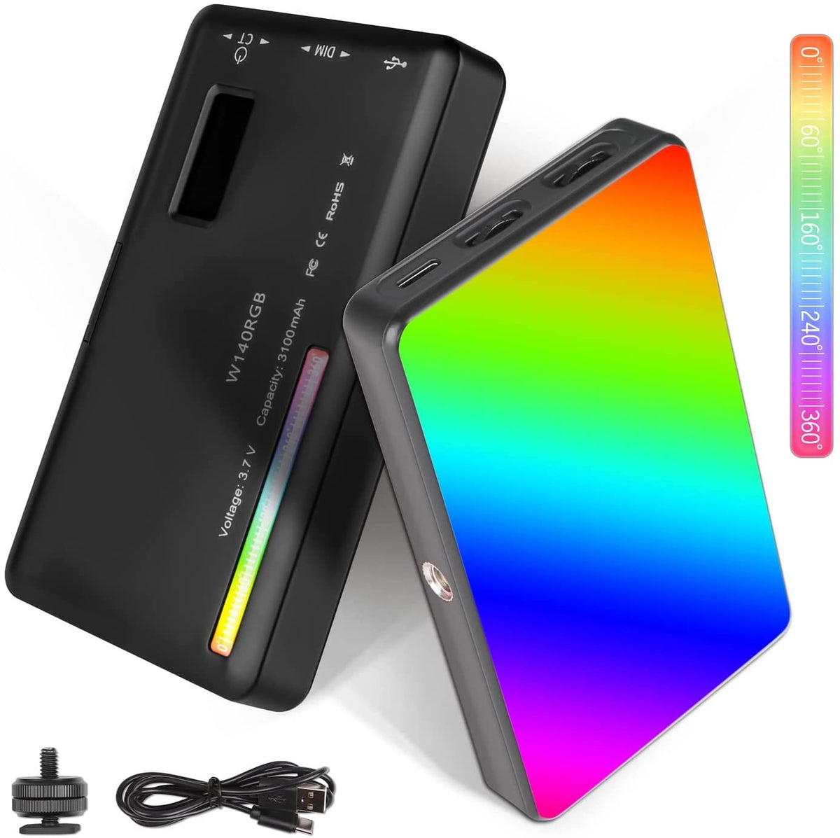 W140 LED RGB Video Light 0-360° Full Color 2500 to 9000K 8W 3100mAh Photography -CE00327-Veeddydropshipping