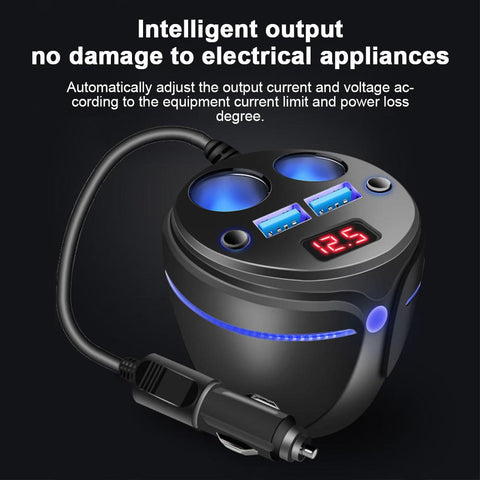 Multifunctional USB Car Charger Cup Holder   with Voltage Display-Veeddydropshipping