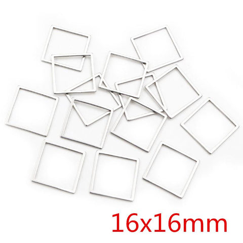 20pcs Square Charm Steel Pendant Open Mold Bezel DIY Jewelry Making-JW01615-Veeddydropshipping