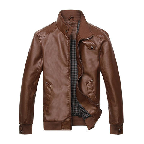 Leather Jacket Zip Coat Men Fashion PU Outfit Design Motor-MF01397-Veeddydropshipping