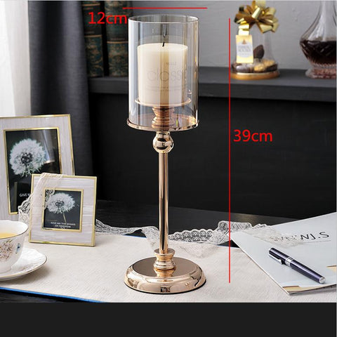 Creative metal glass Retro Candlestick Candle holder-HA00304-Veeddydropshipping
