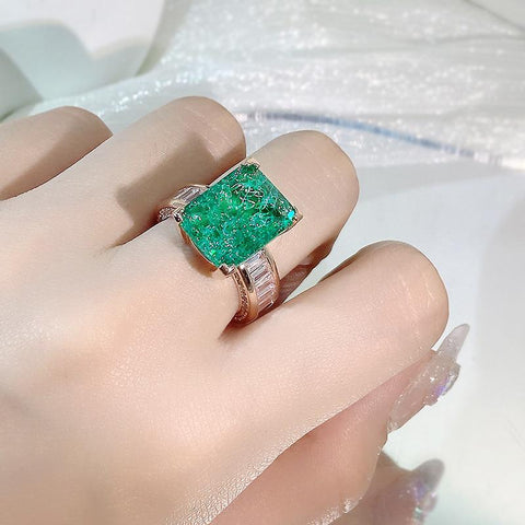 18K Gold Emerald Couples Ring For Women Full Diamond Zircon-JW00021-Veeddydropshipping