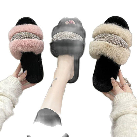House Shoes For Faux plush Non-Slip Warm Slippers Women-BS01289-Veeddydropshipping
