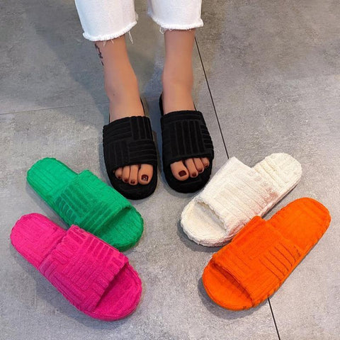 Flat Towel Slippers Thick Soles Wear Fashion Hight Street-BS01135-Veeddydropshipping