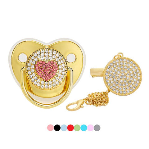 Heart Pacifier Clips Chain Lid Baby Shower Gift Silicone Newborn Dummy-TB00712-Veeddydropshipping