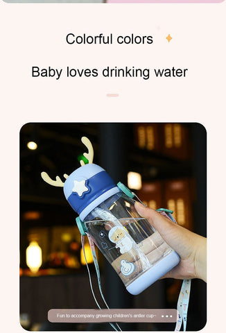 Water Sippy Cup Antler Creative Cartoon Feeding Cups-HA01269-Veeddydropshipping