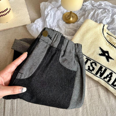 Spring New Kids Jeans Boys Fashion Contrast Color Trousers Girls-TB01284-Veeddydropshipping