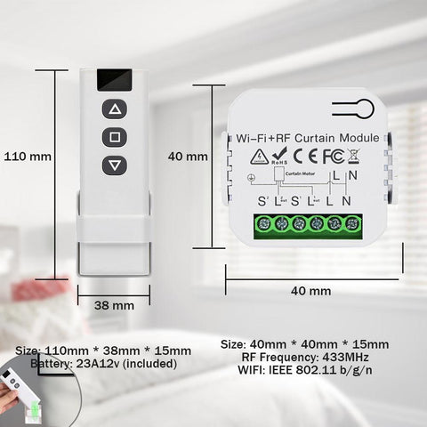 IsFriday Blind WiFi Curtain Switch Tuya Electric Rolling Shutter 433MHz RF-TI01056-Veeddydropshipping