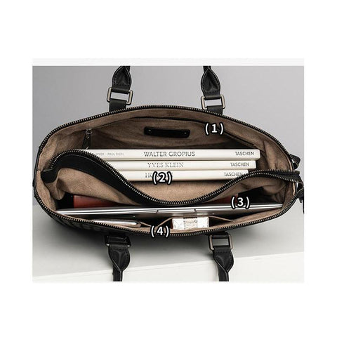 Business Men&#39;s Briefcase Male Shoulder Bag Real Leather Matte Men-BS00478-Veeddydropshipping