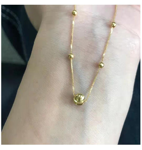 Real 18k Gold Bead Necklaces Gold Chopin Clavicle Chain Classic -JW00088- Veeddydropshipping