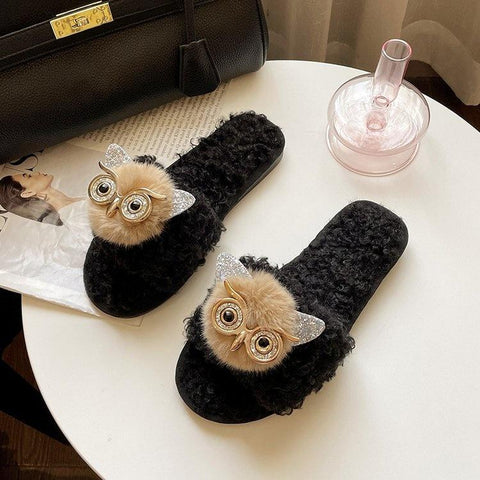Cotton Slippers Cute Owl Decoration Comfortable Slippers-BS01304-Veeddydropshipping