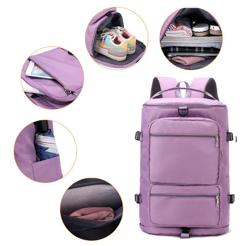Shoulder Travel Backpack Lady Weekend Sports Yoga Luggage Zipper-BS00004-Veeddydropshipping