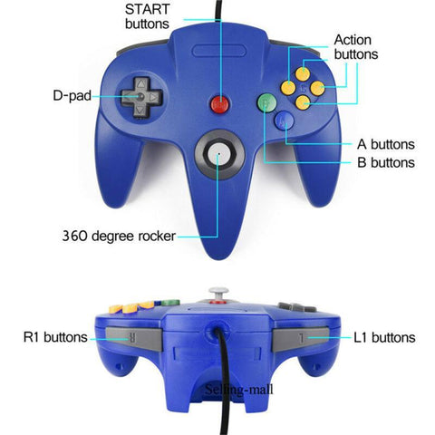 N64 Controller Joystick Gamepad Long Wired For Nintendo 64 Console Games -CE01424-Veeddydropshipping