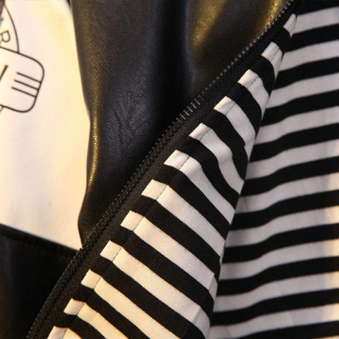 Baby Boys Letter Print Baseball Coat Stripes Collar-Veeddydropshipping