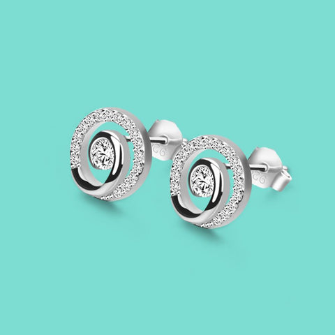 100% Original 925 Sterling Silver Earrings Cubic Zircon Round  Jewelry -JW01438-Veeddydropshipping