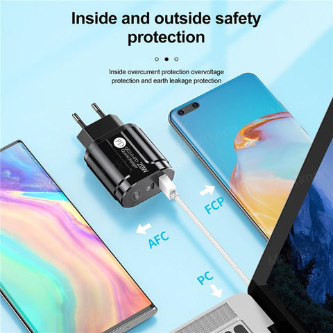 USB PD Charger Type C Charger Universal Phone Adapter QC 3.0 For Iphone Xiaomi-PA00389-Veeddydropshipping