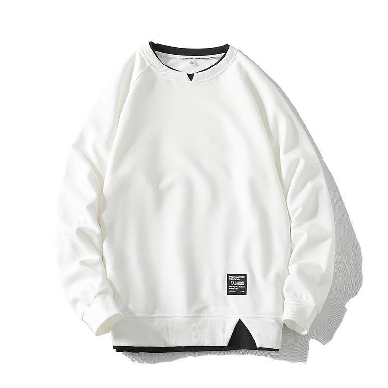 Casual Sports Shirt Solid Men's Fake Two Piece O-Neck Sweatshirt Hoodie-Veeddydropshipping