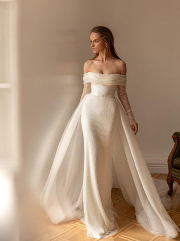 Exquisite Neck Mermaid Wedding Dress-WF01574-Veeddydropshipping