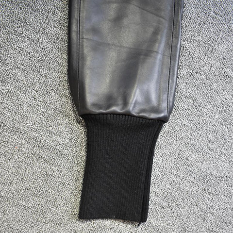 Women pants elastic waist casual leather-WF00514-Veeddydropshipping