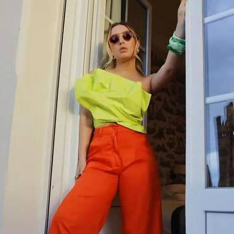 One Shoulder Crop Top Women Hollow Out Elegant T Shirts-WF00181-Veeddydropshipping