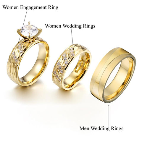 Wedding Set Lovers Alliance Big Stone Engagement Ring  -JW00419-Veeddydropshipping