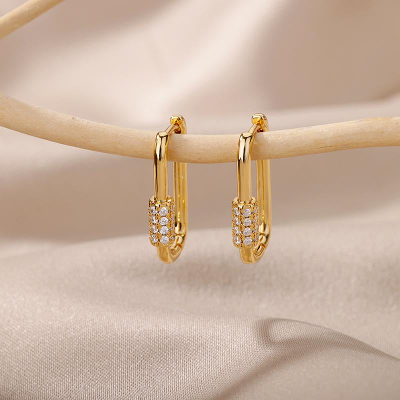 Stainless Steel Square Earrings For Women  Cubic Zirconic -JW01434-Veeddydropshipping