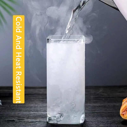 Square Glass Cup Mug Heat-Resistant Water Cups-HA01278-Veeddydropshipping