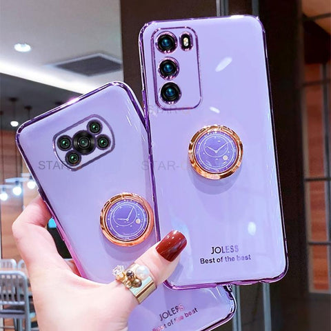 Luxury Ring Holder Plating Phone Case On For Xiaomi Mi Poco X3 Pro X3pro-PA00330-Veeddydropshipping