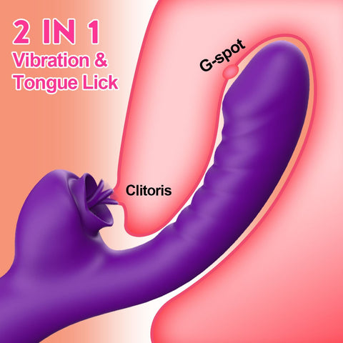 Vibrator For Women 2 In 1 Licking Machine Clitoris Stimulator G-Spot Powerful -BH01265-Veeddydropshipping